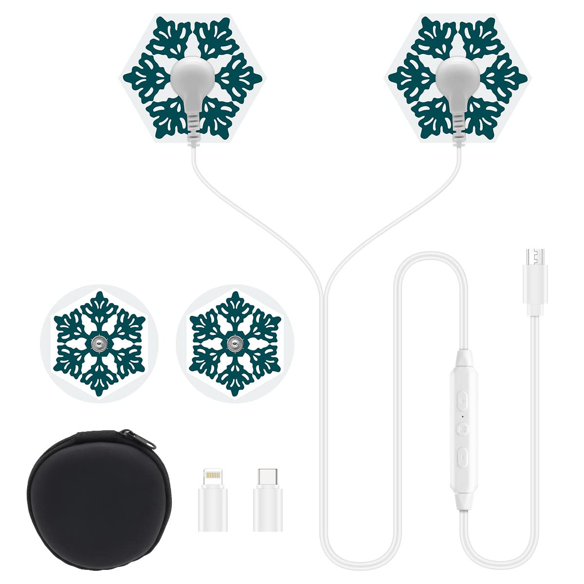 HANNEA TENS & EMS Unit Pain Relief Massager -Cell Phone Controlled Mini Muscle Stimulator Electrode Pads for Neck Back Shoulders Legs -6 Mode+8 Intensity, With 3 Connectors (Micro/USB C/iPhone) HANNEA TENS & EMS Unit Pain Relief Massager -Cell Phone Controlled Mini Muscle Stimulator Electrode Pads for Neck Back Shoulders Legs -6 Mode+8 Intensity, With 3 Connectors (Micro/USB C/iPhone)